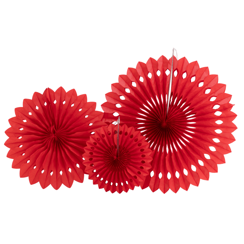 Dekorationsrosett Röd 3pcs 20/30/40cm