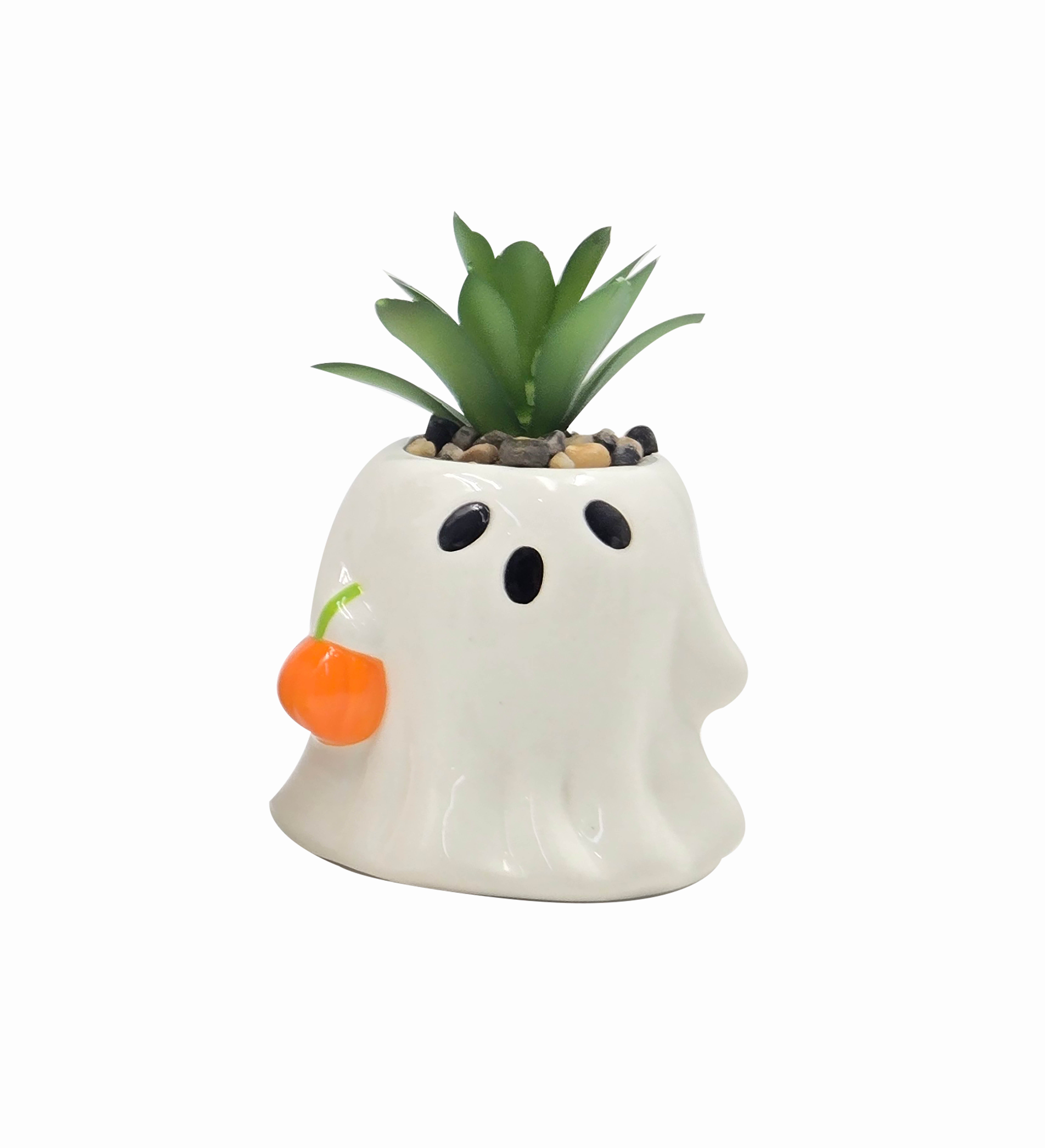 Halloweenkruka med konstblomma